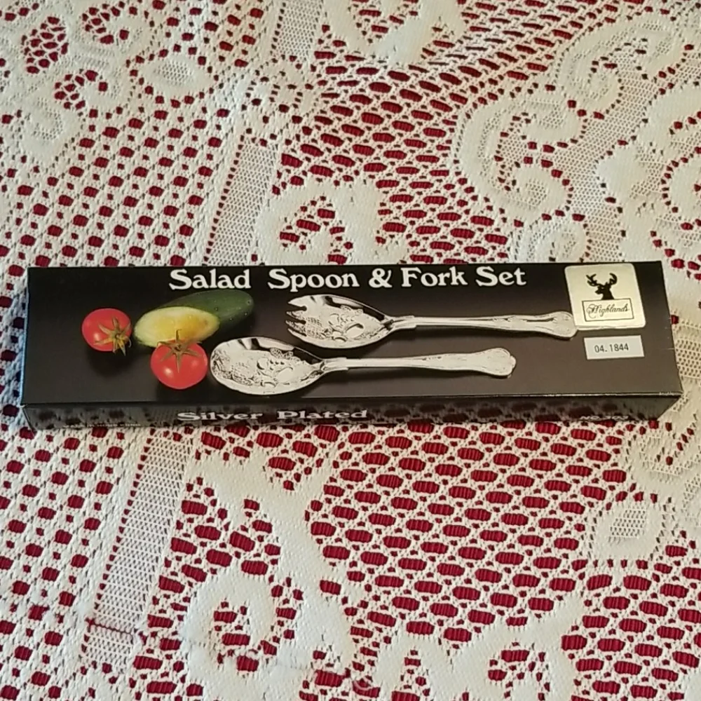 Highlands Salad Spoon & Fork Set Silver Plated